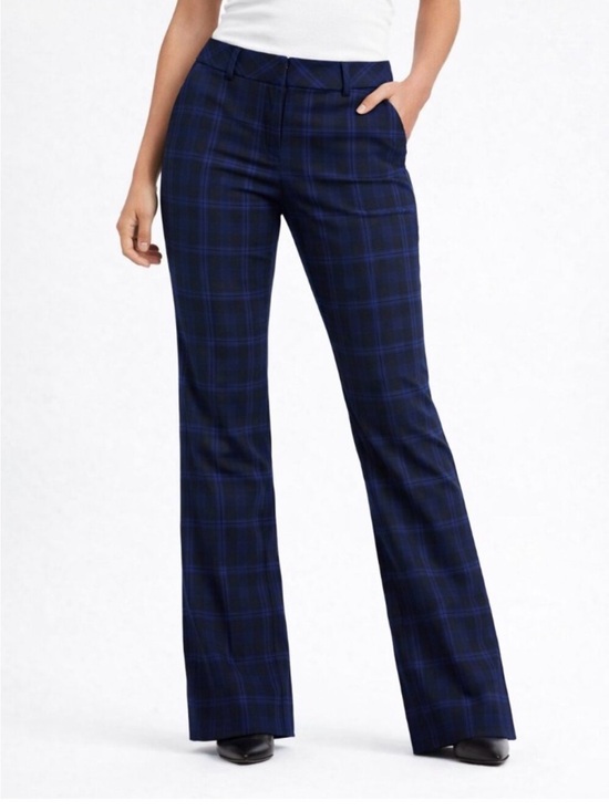 Express Pants - Express Editor Barely Boot Low Rise Pants, size 12 Regular, Blue and Black Plaid